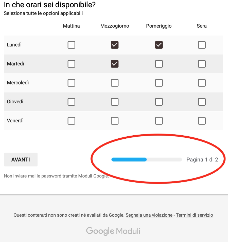 progress bar google form